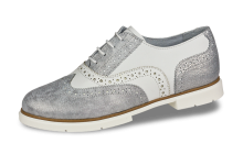Ежедневни дамски обувки с връзки в бяло и сребристо
