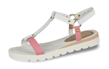 Бели дамски сандали с розови елементи