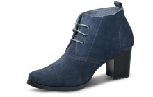 Сини дамски боти от естествен велур