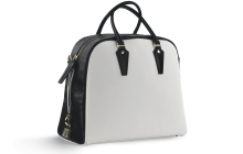 Ladies' handbag in white and black with a padlock