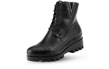 Дамски боти на платформа с връзки и цип в черно