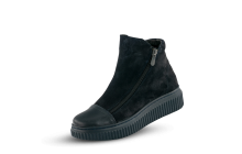 Ladies' boots with two zippers in blue suede