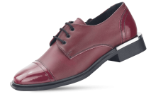 Дамски обувки с нисък ток и възки в цвят бордо