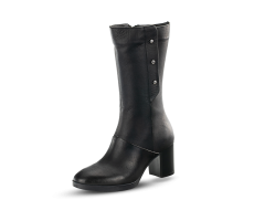 Black ladies' boots with zipper and high heel
