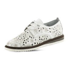 Ladies' shoes with perforation in white colour