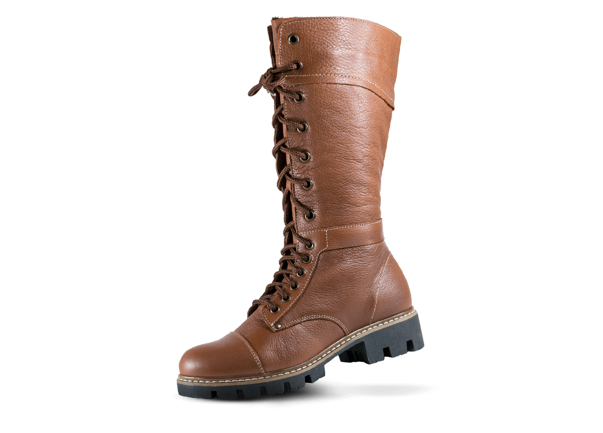 Brown ladies' boots with shoelaces 