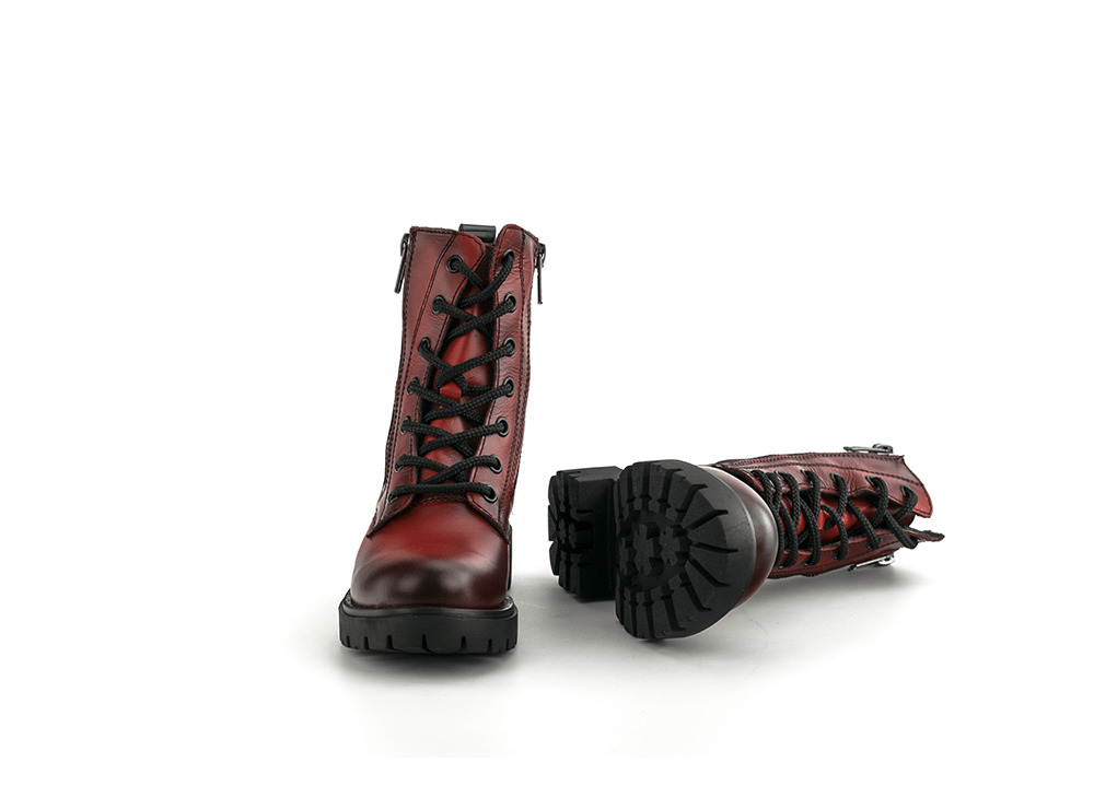 Kids' boots with a zipper and laces in claret 360° placeholder image