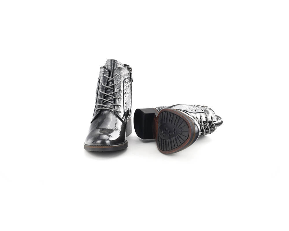 Ladies' boots with zipper and shoelaces in dark grey colour Women's