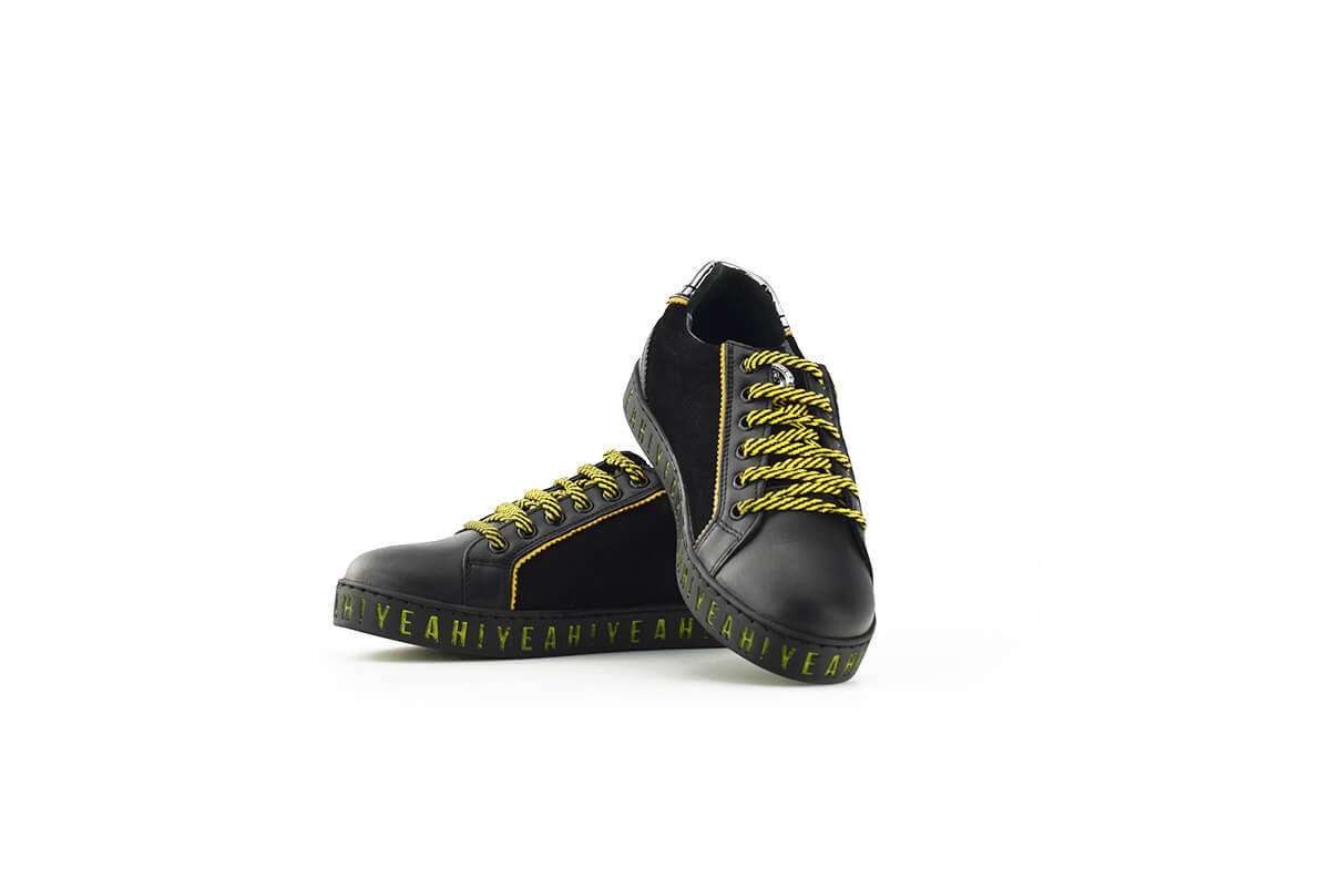 Women s suede and leather sneakers in black Women s leather