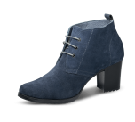 Сини дамски боти от естествен велур