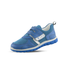 Kids' sports shoes in light blue nappa and suede
