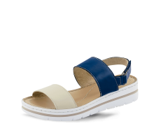 Ladies' sandals in beige and blue