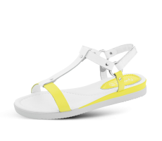 Дамски сандал в бяла и жълта напа