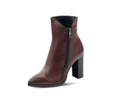 Ladies' heel boots with zipper in burgundy