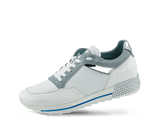 Ladies' sneakers in white and grey lacquer