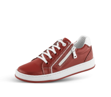 Детски спортни обувки с цип в червена напа