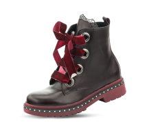 Ladies' boots with lace in burgundy colour
