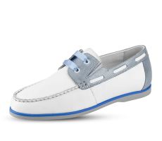 Ladies moccasins in white and blue