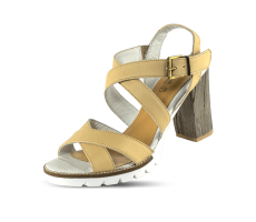 Ladies' sandals with high heels in beige color
