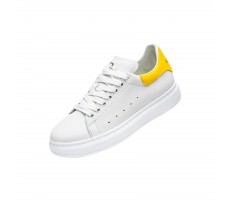 Дамски спортни маратонки в бяло и жълто 