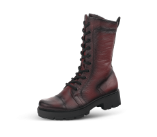 Ladies' low jungle boots with laces and a zipper in claret