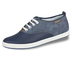 Blue sport shoes with decorative stitching