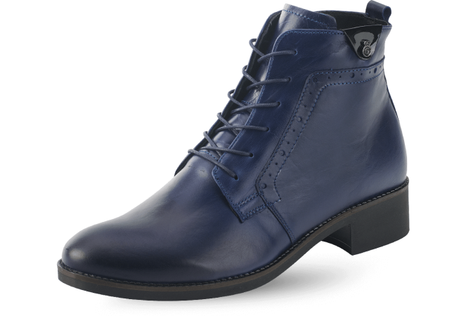 Дамски боти с цип в тъмносиня напа