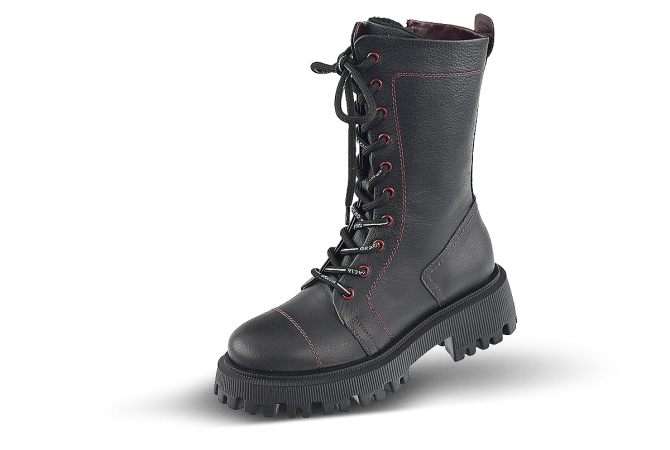 Ladies' ankle-boots in black and red