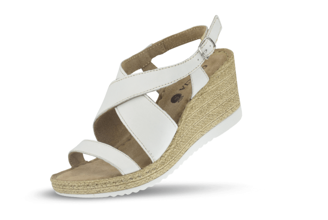  Ladies' white sandals with wedge heel sole